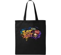 Dark Graffiti Art con teschio e corvo borsa tote in cotone naturale nero
