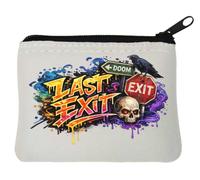 Dark Graffiti Art con teschio e corvo portamonete in neoprene 10 x 11 cm bianco