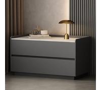 Dark Gray Night Stand with 2 Drawers Wooden Bedside Table for Bedroom Living Room and Kitchen Stylish Night Stand for Storage and Organization