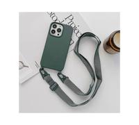 (Dark Green) Iphone 13 Silicone Case With Detachable Wide Neck Strap, Protective Cover Lanyard