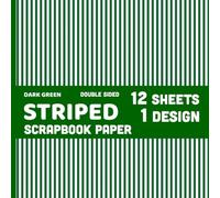Dark Green Striped Scrapbook Paper: 2.5 mm Stripes Pattern 12 Double Sided Sheets - 1 Design for Cards, Invitations, Forest Nature Projects, Origami - 8.5" x 8.5"