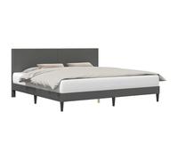 Dark Grey Corduroy Upholstered Bed Frame Queen 180x200 cm with Tufted Headboard and Slatted Base, Modern Platform Bed with Tapered Legs for Bedroom Living Room, No Box Spring Needed, Wood Frame