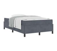 Dark Grey Fabric Upholstered Bed Frame with Comfortable Mattress 120x190 cm Small Double Short Bed Engineered Wood Slatted Base Modern Minimalist Design for Bedroom Guest Room 280 kg Capacity