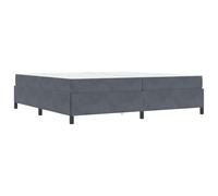 Dark Grey Fabric Upholstered Bed Frame with Comfortable Mattress 200x200 cm King Size Platform Bed with Slatted Base Engineered Wood Sturdy Support Modern Minimalist Design Bedroom Home Furniture