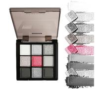Dark Grey Shimmer Eyeshadow, Silver Gray Eye Shadow Palette, 9-Color Blendable High-Pigment, Long-Lasting Makeup for Midnight Masquerade Mix of Shimmer, and Satin Shades