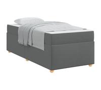 Dark Grey Single Bed Frame with Mattress 90x200 cm Fabric Upholstered Platform Bed with Medium Firm Pocket Spring Mattress Engineered Wood Frame Modern Minimalist Design 140 kg Weight Easy Assembly