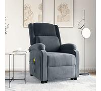 Dark Grey Velvet Power Lift Recliner Chair, Electric Massage Reclining Divano for Living Room, vibrazione a 6 punti, schienale regolabile & Footrest, Cozy Reading Lounge Furniture
