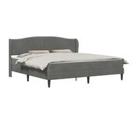 Dark Grey Velvet Upholstered Bed Frame 180x200 cm with LED Headboard, Sturdy Plywood Slatted Mattress Foundation, Storage Space Under Bed for Bedroom, Easy Assembly, No Box Spring Needed