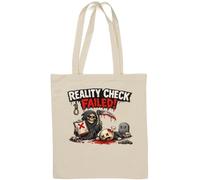 Dark Grim Reaper Reality Check Failed Natural Cotton Tote Bag Bianco