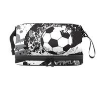 Dark Grunge Football Pattern - Trousse a doppio strato per cosmetici per donne e ragazze, borsa da viaggio per trucchi, pratica borsa organizer con scomparto per pennelli, Multi, 27x15x14