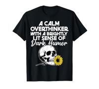 Dark Humor Overthinker Teschio Fiore Divertente Gotico Maglietta