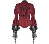 Dark IN Love Donna Romantico Gotico Lolita Camicetta & Foulard Set - Rosso &