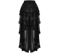 Dark In Love Gotic Chiffon Gonna Petticoat Alta Bassa Nera Steampunk Vittoriana