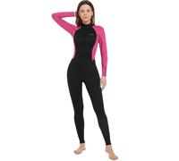 Dark Lightning Muta integrale da donna, 3/2 mm, per nuoto in acqua fredda, per immersioni, surf, snorkeling, kayak, sport acquatici, triathlon, rosa rossa, taglia L