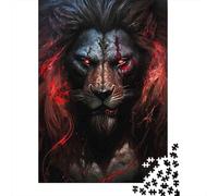 Dark Lion Warrior 1000 Componenti Carta Spessa Puzzle Familiare Livello Di Difficoltà Equilibrato Intrattenimento Fine Settimana A Domicilio Divertente 52x38cm/1000pcs
