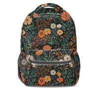 Dark Night Star Garden Print Zainetto Verde Oro Piante, Lumache, Farfalle e Luna, Leggero, Notturno Magico per Ragazze 40,6 cm, Colore 1, L