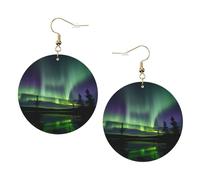 Dark Northern Lights Orecchini in pelle alla moda per le donne ciondola 1 paio di orecchini piercing leggeri stampati gioielli regali per donne ragazze