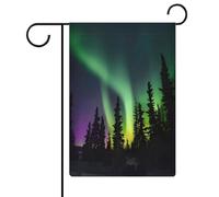 Dark Northern Lights Stampa Bandiera Giardino Casa Prato Cartello di Benvenuto Banner Doppio Lato Piccole Bandiere Personalizzate per Piscina Cortile Esterno Decorazione Della Parete Della Casa 31 X