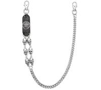 Dark Outsider - Catena da cintura con teschio misto ferro e vera pelle, per uomo e donna, accessorio alla moda nervoso, Misura unica, come descritto, come descritto