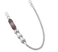 Dark Outsider - Catena da cintura con teschio misto ferro e vera pelle, per uomo e donna, accessorio alla moda nervoso, Misura unica, come descritto, come descritto