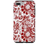 Dark Red Lace Inspired Vintage Intricate Flowers Pattern Custodia per iPhone 7 Plus/8 Plus