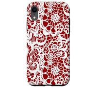 Dark Red Lace Inspired Vintage Intricate Flowers Pattern Custodia per iPhone XR