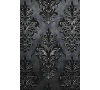 Dark Renaissance Black Damask Lined Notebook | Elegant Gothic Journal for Writing, Notes, or Diary: A moody black-on-charcoal design with a timeless damask pattern