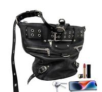 Dark Rivet Bag - Borsa a tracolla con rivetti, borsa tote con rivetti | Borsa tote in pelle a tracolla in metallo, a forma di secchio, stile scuro per uso quotidiano