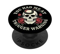 Dark Romance Bookish Trigger Warning Gothic Skull Romantasy PopSockets PopGrip Adesivo