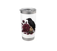 Dark Romance Raven Bird Borgogna Rose Gothic Art Candle Bicchiere termico in acciaio inox doppia parete