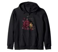 Dark Romance Raven Bird Borgogna Rose Gothic Art Candle Felpa con Cappuccio