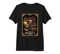 Dark Romance Reader Skull Floral Books Art Maglietta Premium