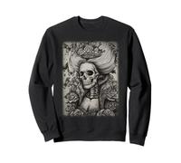 Dark Royal Skull Queen with Roses Tatuaggio Opera d'Arte Felpa