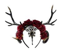 Dark Series - Fascia per capelli con corno malvagio, per Halloween, con corna di fiore, cerchietto per capelli, per feste e feste