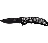 Dark Side Blades Coltello Tascabile Black Silver Spider Web, Lunghezza Lama: 8,89 cm, DS a047bk