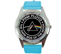 Dark Side of the Moon quarzo Orologio rotondo blu in vera pelle Band