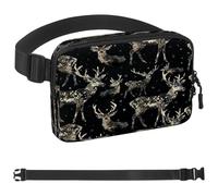 Dark Sika - Marsupio con cervo per donne e uomini, borsa a tracolla con tasche con cerniera, marsupio impermeabile con cinturino regolabile per allenamento, corsa, viaggi, escursionismo, multicolore,