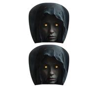 Dark Style Black Face Print Car Headrest Covers, Pack Of 2