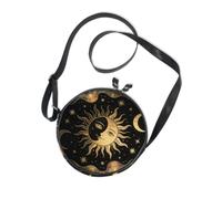 Dark Sun Pattern Round Crossbody Bag Canvas Messenger Purse
