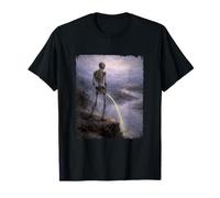 Dark Surreal Art Death Pissing Skeleton Gothic Weird Humor Maglietta