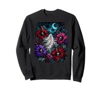 Dark Tropical Ghost Skull Hibiscus Goth Halloween Estate Felpa