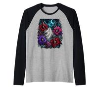 Dark Tropical Ghost Skull Hibiscus Goth Halloween Estate Maglia con Maniche Raglan