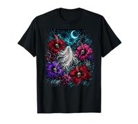 Dark Tropical Ghost Skull Hibiscus Goth Halloween Estate Maglietta