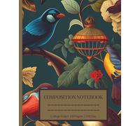 Dark Vintage Blue and Red Bird Composition Notebook: Vintage Lovers