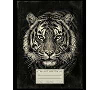 Dark Vintage Composition Notebook: Majestic Engraved Bengal Tiger Artwork Illustration on Black Background: Elegant & Minimalist College-Ruled Lined Journal for Students, Professionals & Creatives
