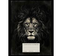 Dark Vintage Lion Composition Notebook with Engraved Illustration on Black Cover: College-Ruled Lined Journal for Writing, Notes, and Daily Use