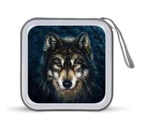 Dark Wolf Head Funny CD Case Holder Organizer 40 Capacità DVD Collection Storage Bag Portafoglio per Auto Casa Viaggio