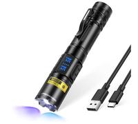 DARKBEAM Torcia UV 365nm & 395nm Doppia Luce Nera, LED Potente Lampada di wood Ricaricabile USB Torce Ultraviolette Rilevatore di urina per gatto/cane, per minerali, vetro uranio, ambra, resina