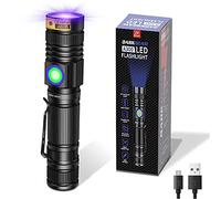 DARKBEAM Torcia UV 365nm Ricaricabile, Lampada di Wood Luce Nera, Ultravioletta Portatile Mini LED Torce con Clip, Rilevatori di macchie di urina per animali domestici, Resina a 370nm