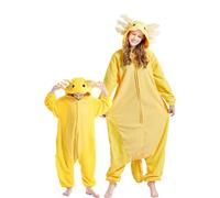 DarkCom Axolotl d'oro Onesie per Bambini e Adulti Carnevale Cosplay 10-11Anni